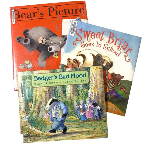 Animal Hardcover Picture Book Lot of 3 Bear Skunk Badger Anthropomorphic Kids - Picture 1 of 13